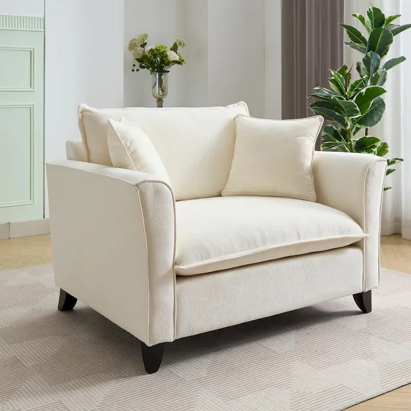 Oversized Chenille Fabric Armchair
