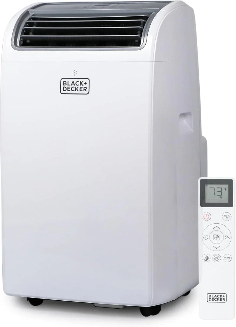 Black Plus Decker 10,000 BTU Portable Air Conditioner For Rooms Up To 450 Sq With Remote Control