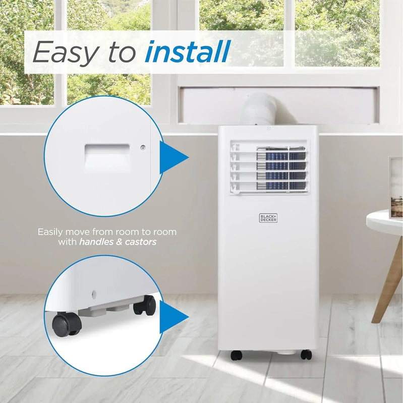 Black Plus Decker 10,000 BTU Portable Air Conditioner For Rooms Up To 450 Sq With Remote Control