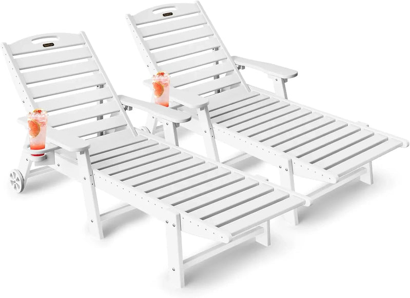 Lounge Chair Outdoor, Chaise Lounge, HDPE 6-Position Outdoor Chaise Lounge