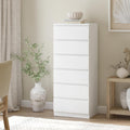 Merryluk White 6-Drawer Dresser, Bedroom And Living Room Storage Cabinet