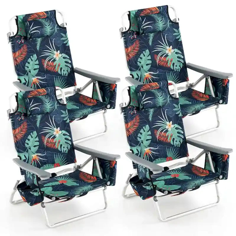 Costway 4-Pack Folding Backpack Beach Chair 5-Position Outdoor, See Details