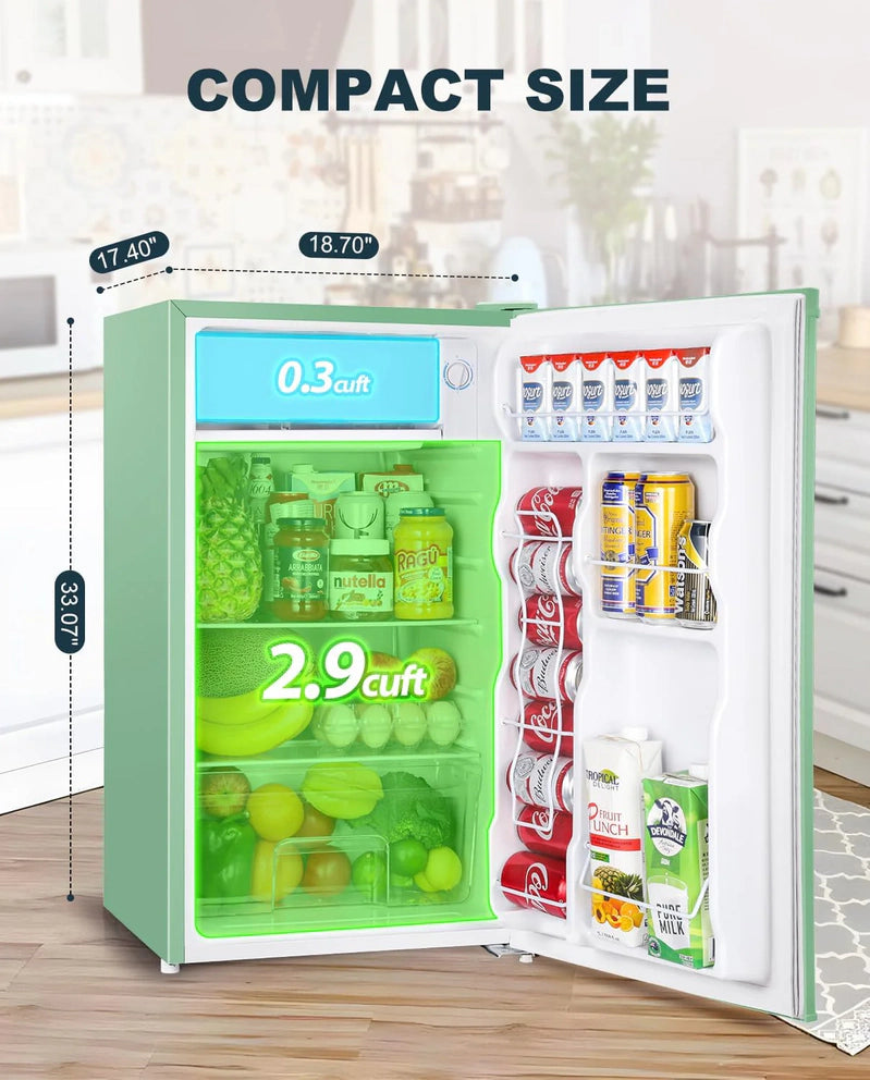 Upstreman 3.2 Cu. Ft. Mini Fridge With Freezer, Single Door Mini Fridge, Dorm Fridge, Adjustable Thermostat, Black-BR321