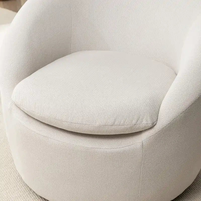 Swivel Barrel Chair, 360 Degree Rotation, Boucle Fabric