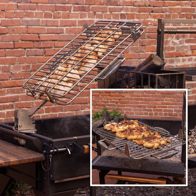 Backyard Discovery Argentine Santa Maria XL Wood Fire And Charcoal Steel Grill, Asado Clamp