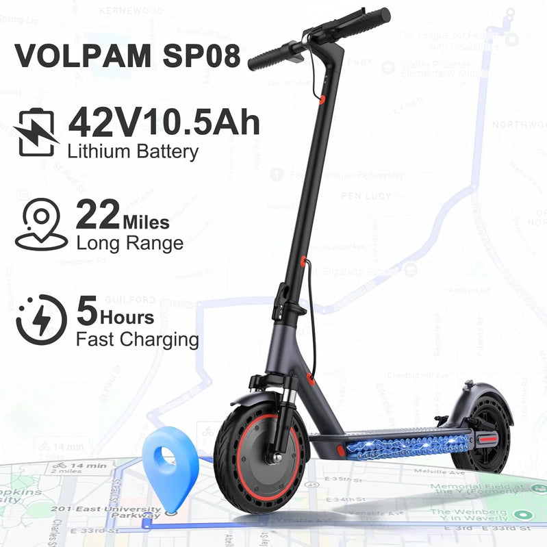Electric Scooter, 350W/500W Powerful Motor, 8.5 In./10 In. Solid Tires, 19/22Mph, 28/21/12 Miles Range, Dual Braking
