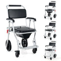 4-in-1 Shower Commode Wheelchair, 330lbs Foldable Bedside Commode Chair For Toilet With Arms