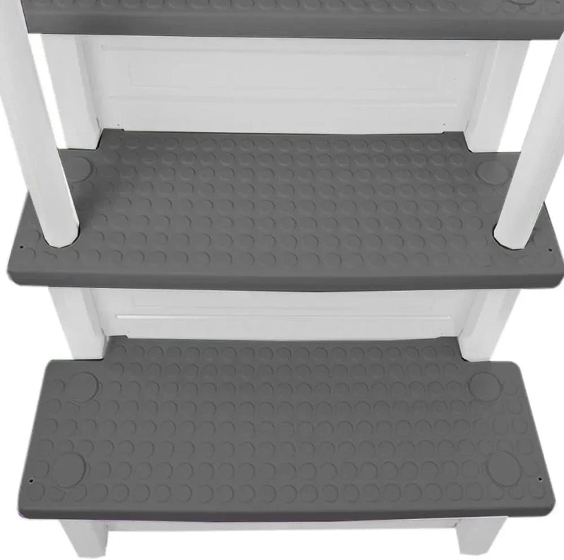 Non-Slip Entry Steps For Pools, Grey, For Above-Ground Pools, Can Be Installed On Terraces With A Height Of 122 To 137 Cm, Load Capacity Up To 136 Kg