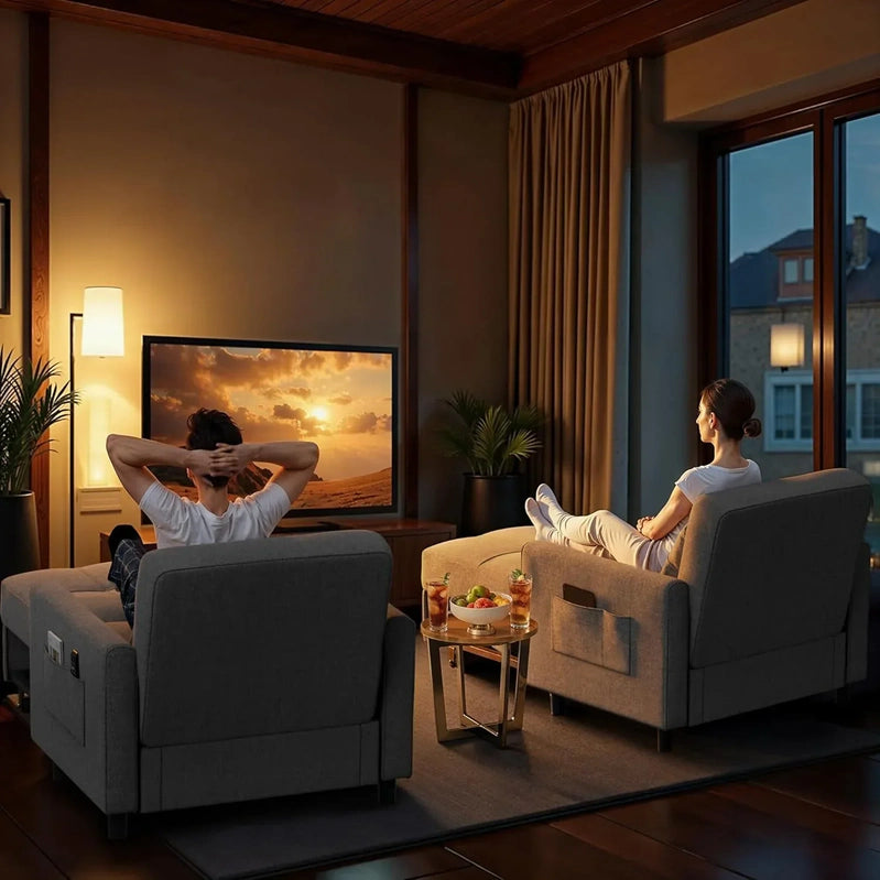 Sofa Bed Chair 3-in-1 Convertible Pullout Single Sleeper Chair Bed Spacious Multifunctional Sofa