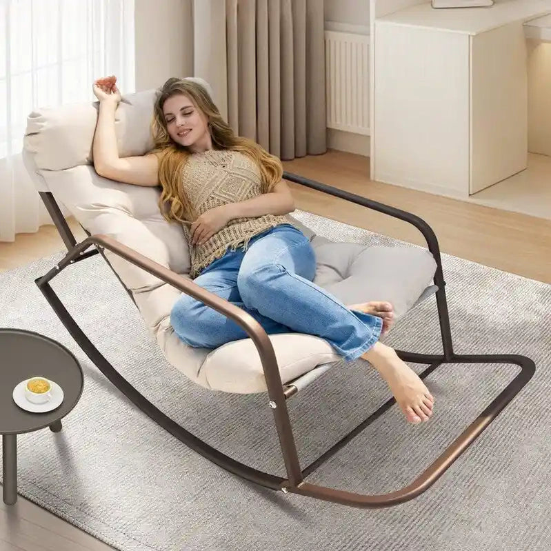 Oversized Rocking Lounge Chair, 450 Lbs Extra Large Outdoor Recliner With Water-Resistant Cushions