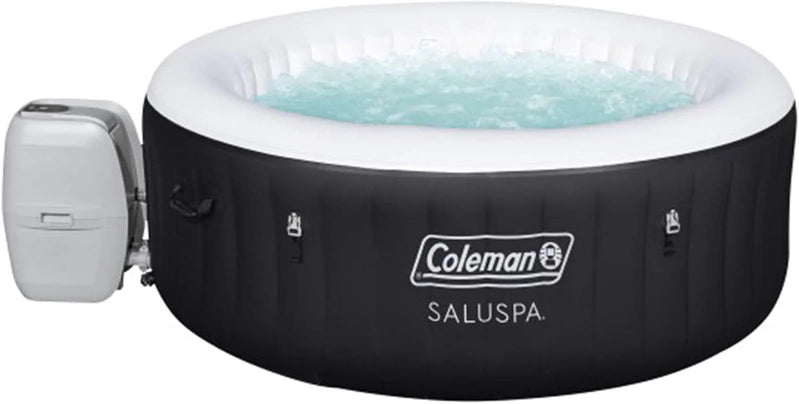 Coleman SaluSpa Miami AirJet 2 To 4 Person Round Inflatable Hot Tub Portable Outdoor Spa With 120 Soothing AirJets And Insulated Cover, Black