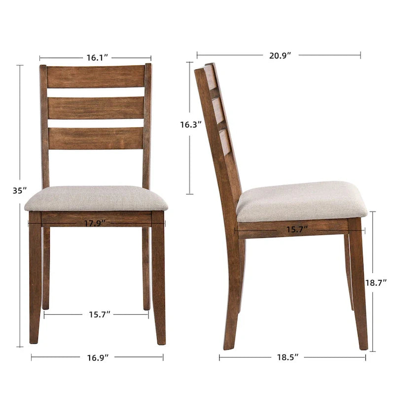 5-Piece Solid Wood 47L Dining Table Sets, 1 Table Plus 4 Slat Back Chairs