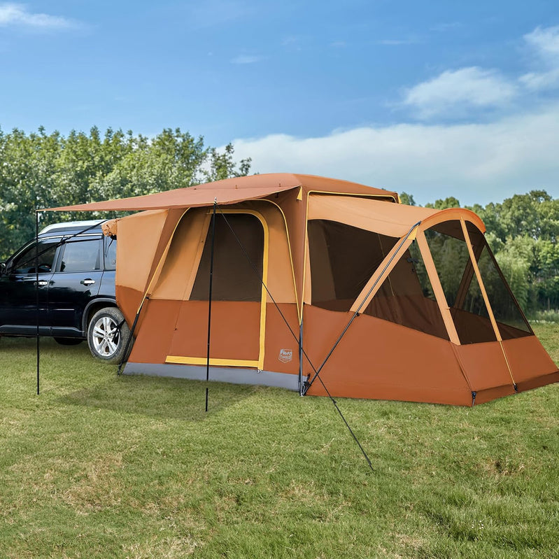 Timber Ridge 5-9 Person SUV Tent With Screen Porch And Awning For Family Camping, Weather Resistant And Portable Van Or Car Tent