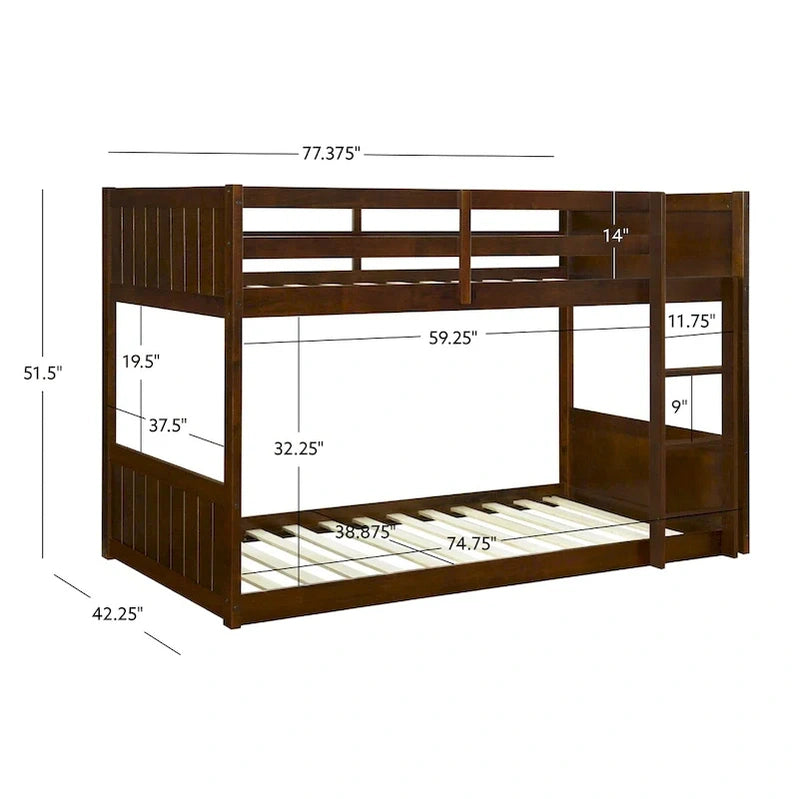 Delphia Low Profile Twin Over Twin Bunk Bed