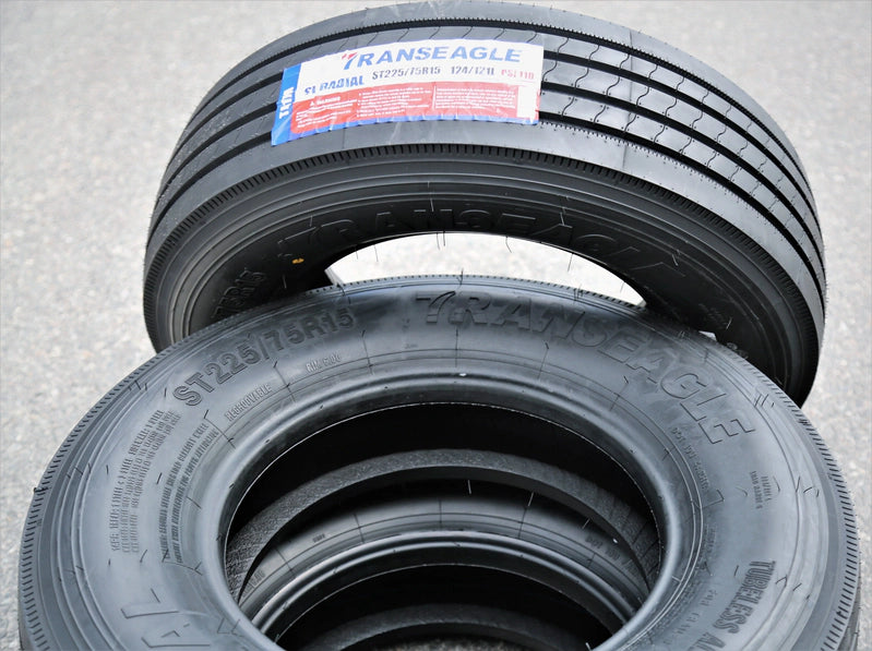 Set Of 4, Four Transeagle All Steel St Radial St 225/75R15 Load G, 14 Ply Trailer Tires