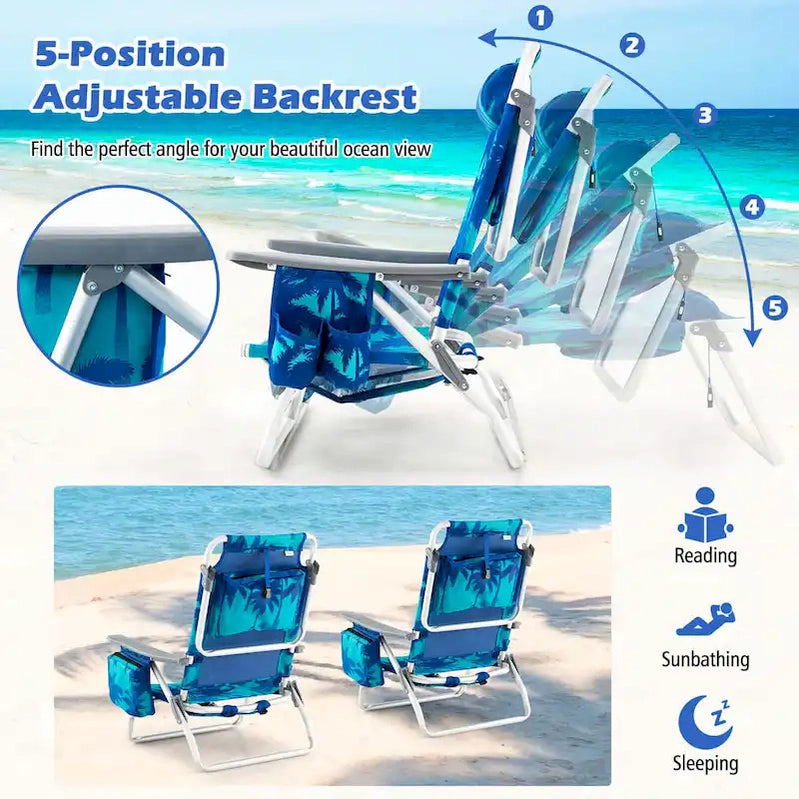 Costway 4-Pack Folding Backpack Beach Chair 5-Position Outdoor, See Details