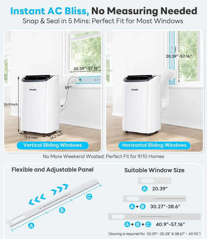 14,000 BTU Portable Air Conditioner Cools Up To 700 Sq. Ft, Auto-Evaporation Low Noise Portable AC Unit With Remote Control Fits For Large Room