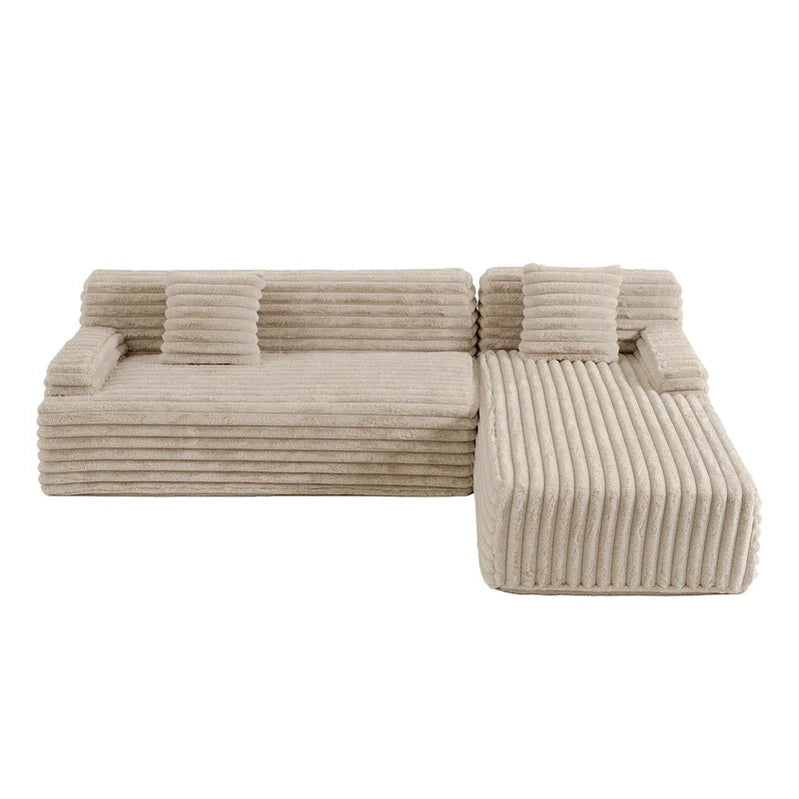 Cloud Sectional Sofa, Modern Upholstered Couch With 2 Throw Pillows, Free-Combined Sofa, Modular Sectional L Shaped Couch