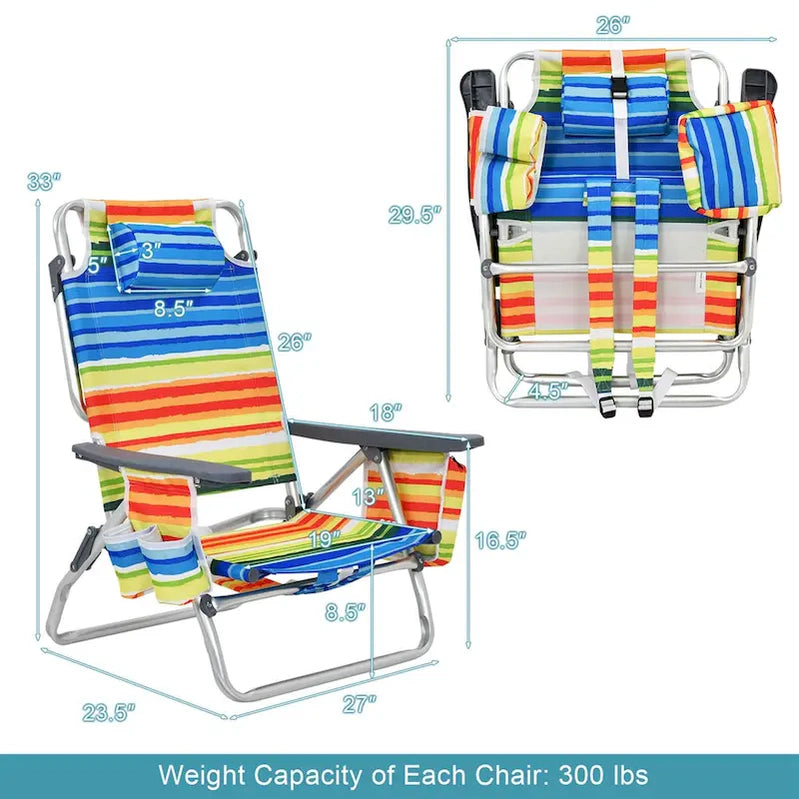 Costway 4-Pack Folding Backpack Beach Chair 5-Position Outdoor, See Details