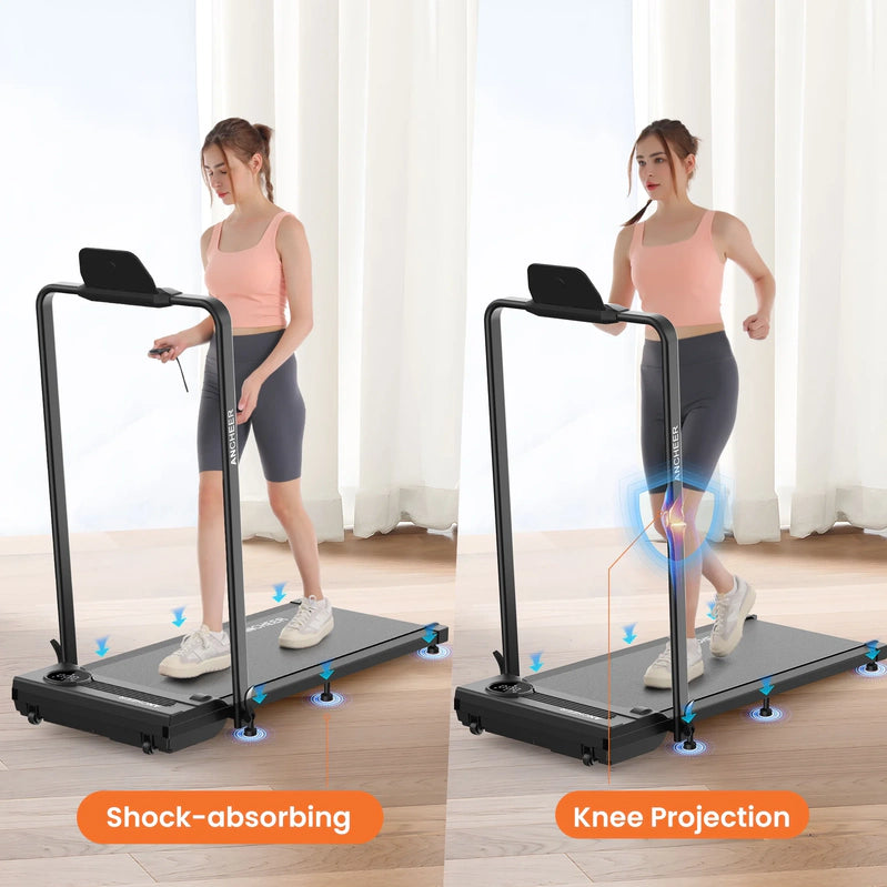 Ancheer Portable Folding Walking Pad 300lb, 7.5 MPH Under Desk Treadmill With Remote Control And LED Display