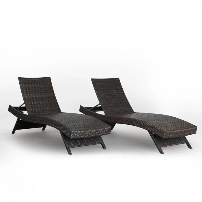 All Weather Wicker Chaise Lounge, Set Of 2