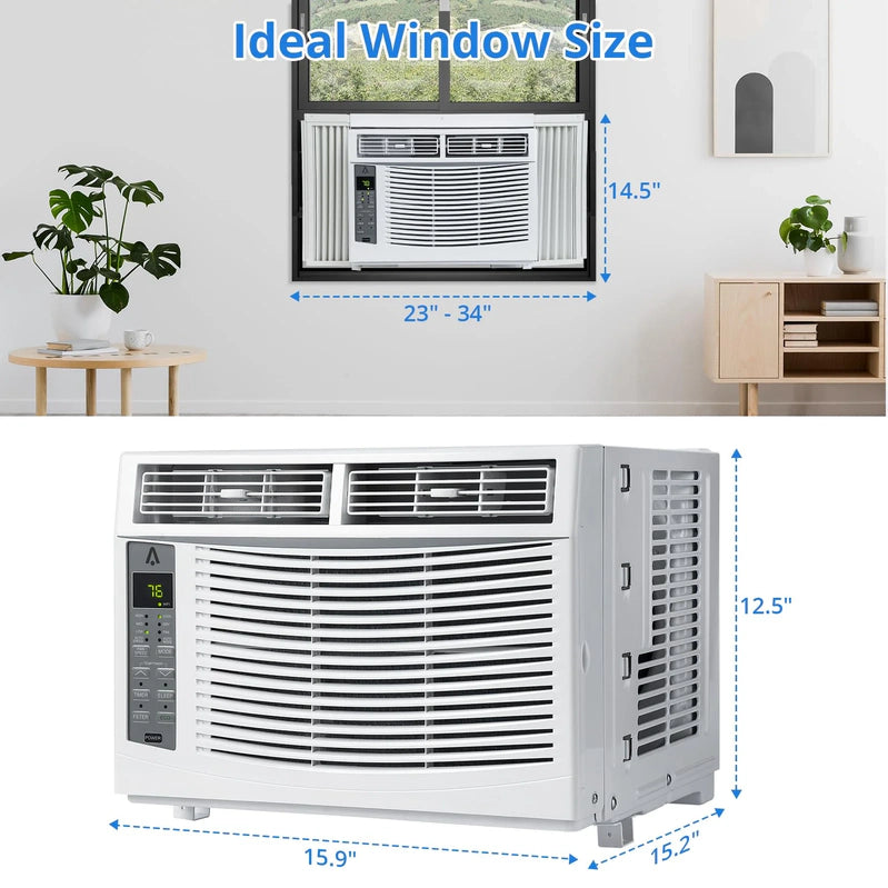 Window Air Conditioner With Reusable Filter And Controls, 6000 BTU 115V, Suitable For 250 Sq. Ft