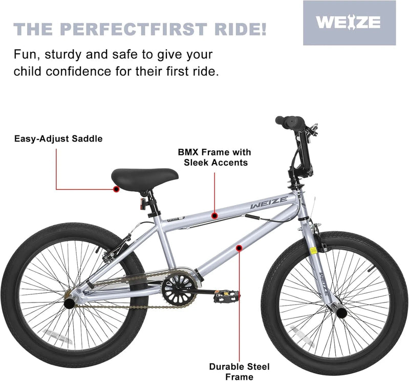 Weize Freestyle BMX Bicycle 20 In. Stunt Bike For Kids And Adults Men And Women High Strength Steel Frame 360 Degree Rotor Freestyle