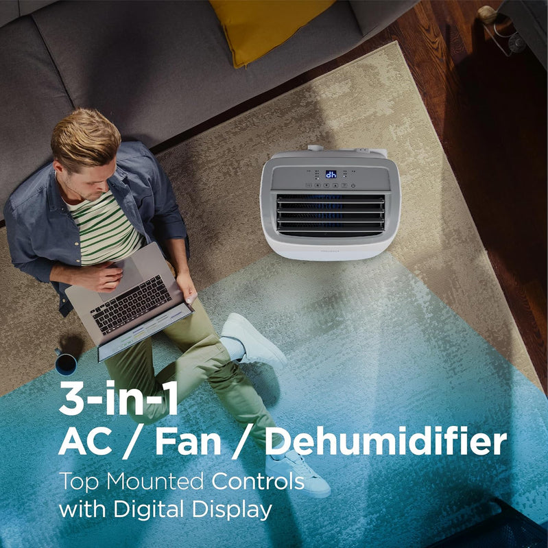 Black Plus Decker 10,000 BTU Portable Air Conditioner For Rooms Up To 450 Sq With Remote Control