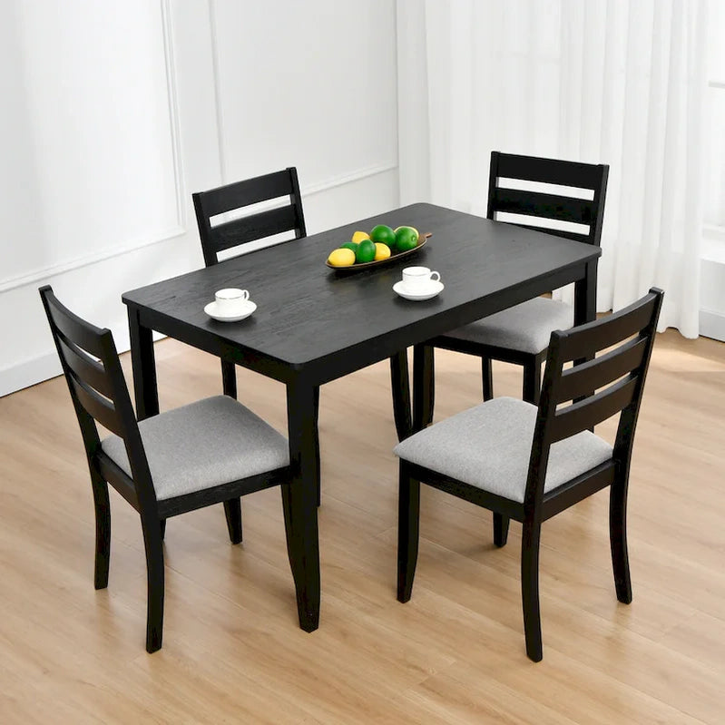 5-Piece Solid Wood 47L Dining Table Sets, 1 Table Plus 4 Slat Back Chairs
