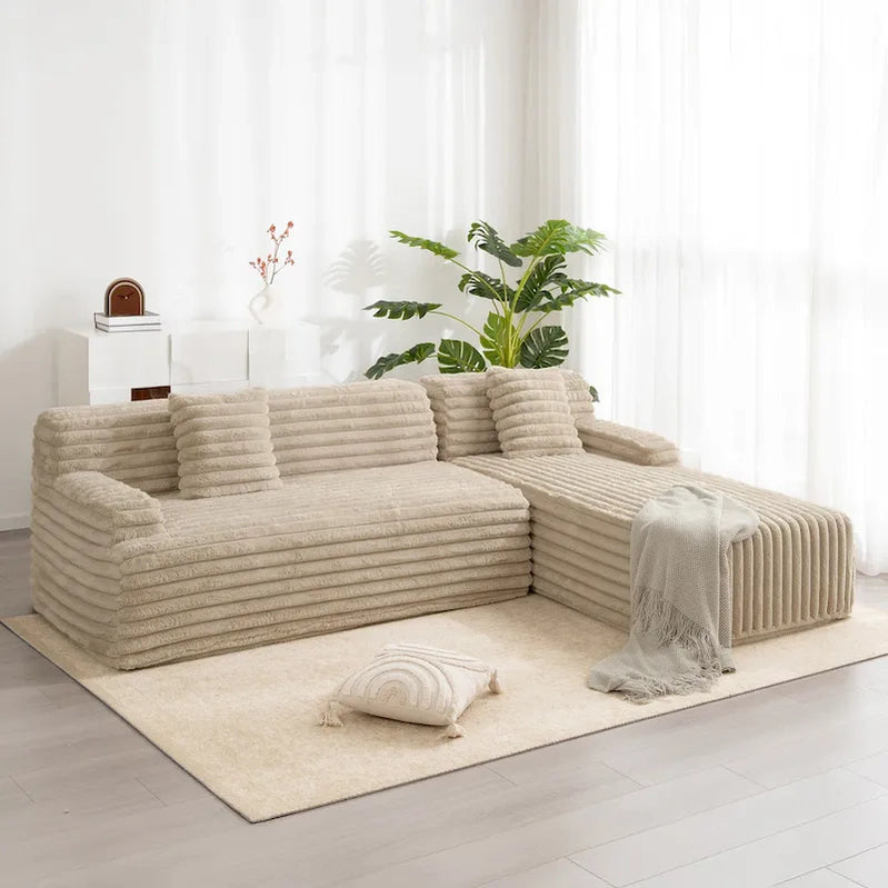 Cloud Sectional Sofa, Modern Upholstered Couch With 2 Throw Pillows, Free-Combined Sofa, Modular Sectional L Shaped Couch