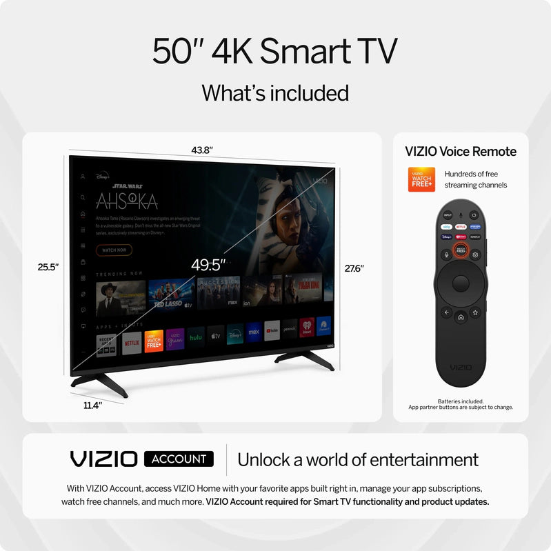 Vizio 50 In. Class 4K UHD LED HDR Smart TV, V4K50M-08