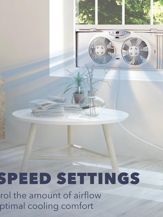 Bionaire 8.5 In. Twin Window Fan With Reversible Airflow 3 Speeds Remote Control