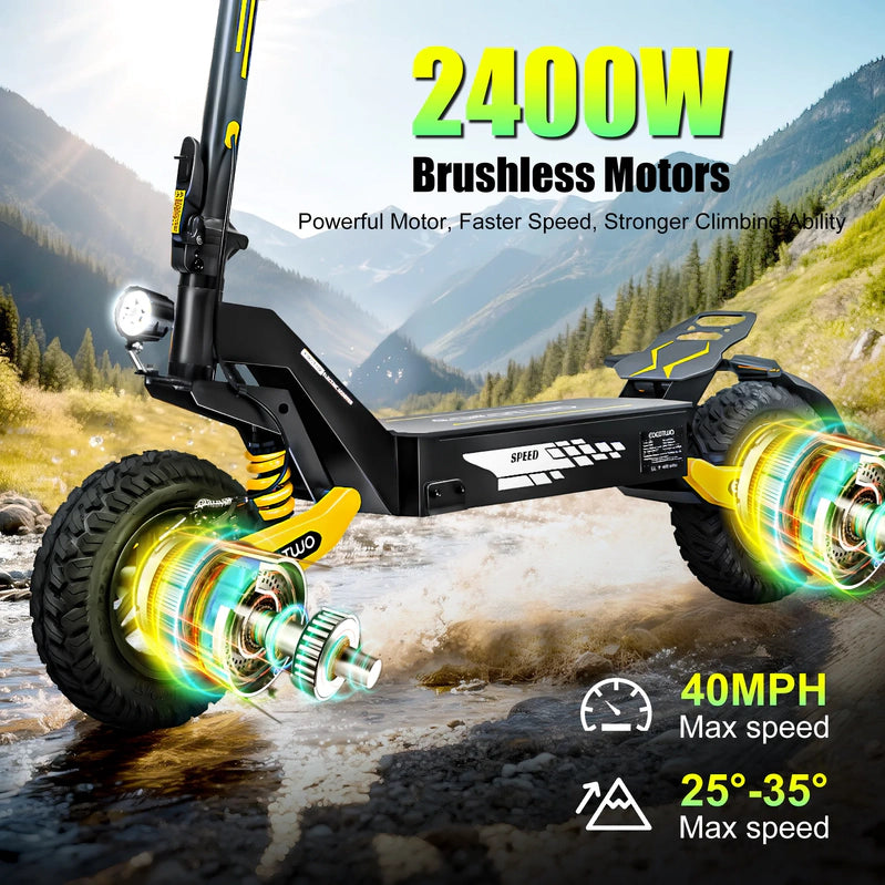 Off Road Electric Scooter For Adults, 1200W Motor Fast E Scooter, Up To 28MPH Top Speed And 20Miles Long Range, 11 In. Off-Road Tires