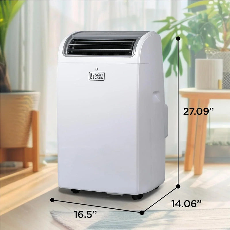 Black Plus Decker 10,000 BTU Portable Air Conditioner For Rooms Up To 450 Sq With Remote Control