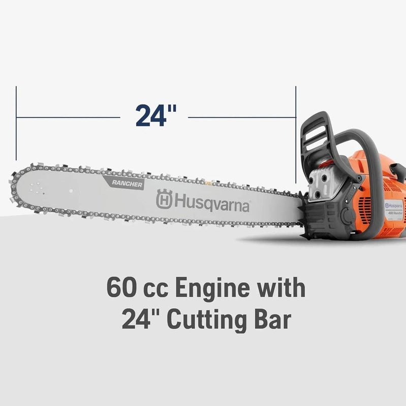 460 Rancher Gas Powered Chainsaw, 60.3-cc 3.6-HP, 2-Cycle x-Torq Engine, 24 In. Chainsaw With Automatic Adjustable Oil Pump, For Wood Cutting