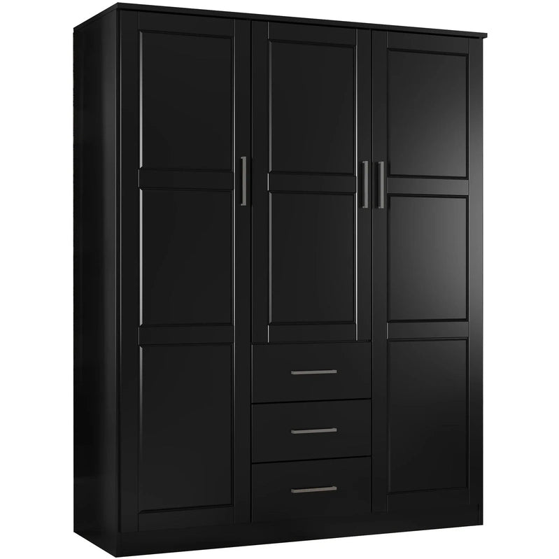 Palace Imports 100% Solid Wood Cosmo 3-Door Wardrobe Armoire With Solid Wood Or Mirrored Doors