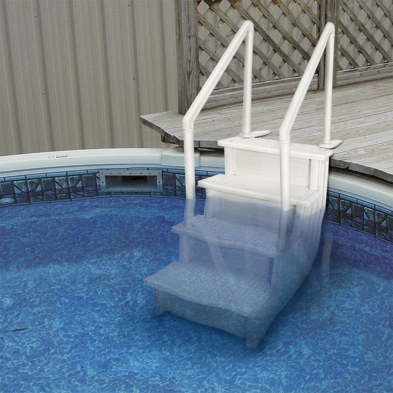 Select Anti-Slip in-Pool Steps, Gray, For Above Ground Swimming Pools, Can Mount To Decks 48 In. To 54 In. H, Safety Stairs Capacity Up To 300 Lbs