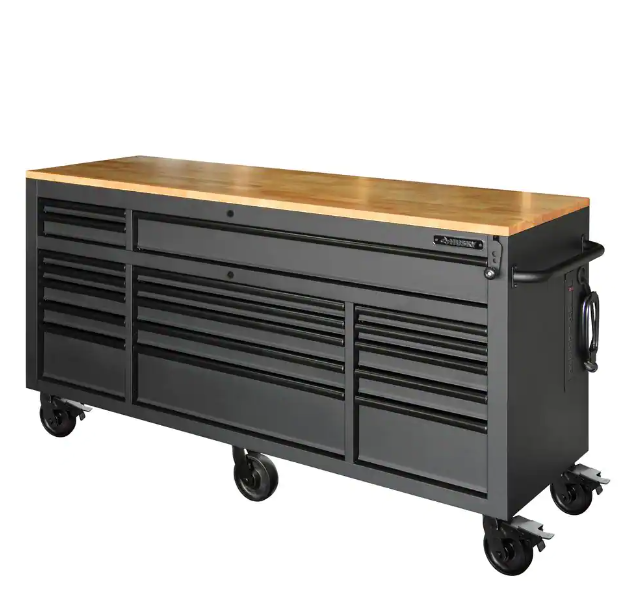 Tool Storage 72 In. W Standard Duty Gloss Black Mobile Workbench Tool Chest