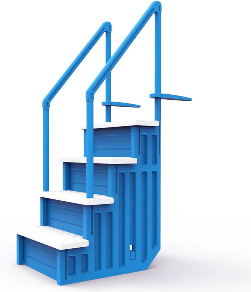 Select Anti-Slip in-Pool Steps, Gray, For Above Ground Swimming Pools, Can Mount To Decks 48 In. To 54 In. H, Safety Stairs Capacity Up To 300 Lbs