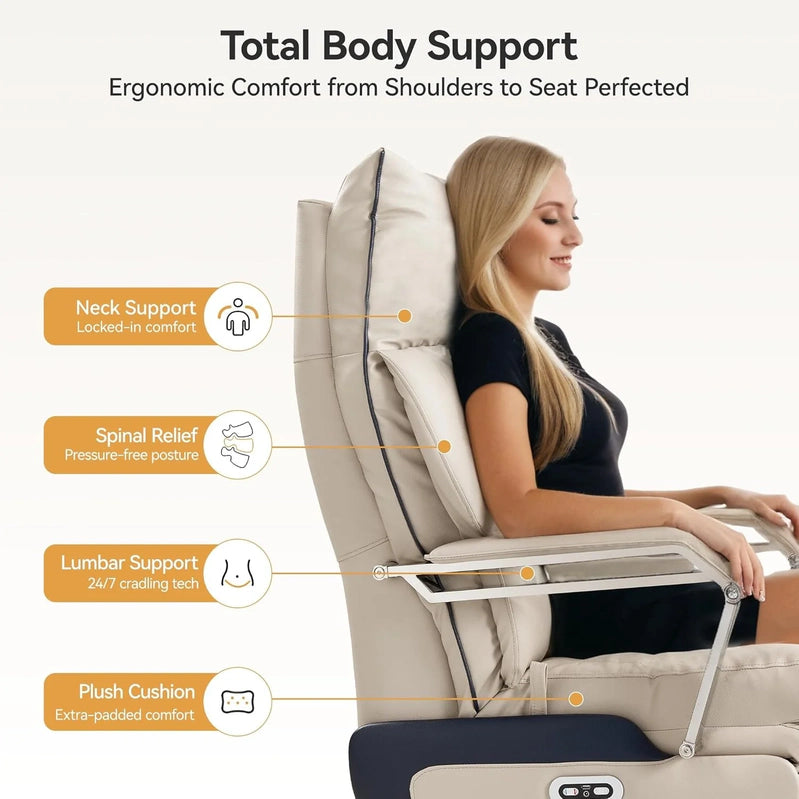 M80 Executive Chair With Two Motors And Footrest, For Tall And Heavy People, Up To 190 Kg, Beige