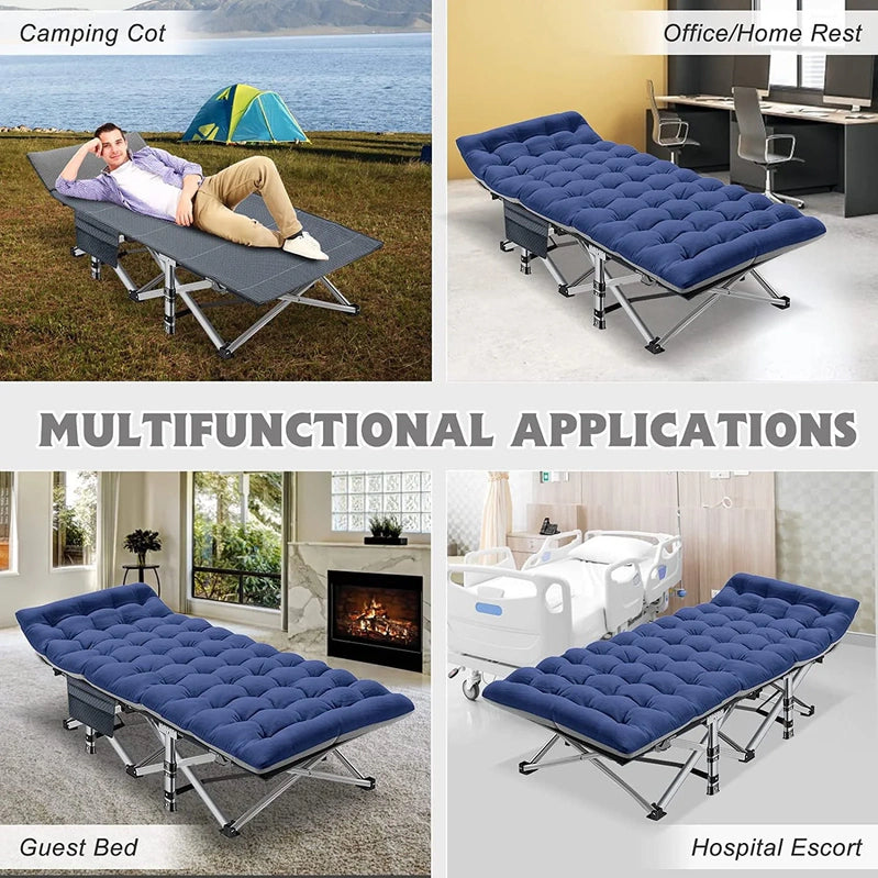 Slsy 2 Pack Folding Bed Cot With 3.3 In. 2 Sided Mattress, 75 In. 28 In. Folding Camping Cots With Carry Bag, Portable Sleeping Cot Guest Bed