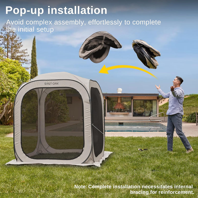 East Oak Screen House Tent Pop-Up Portable Screen Room Canopy Instant Screen Tent 10 x 10 Ft