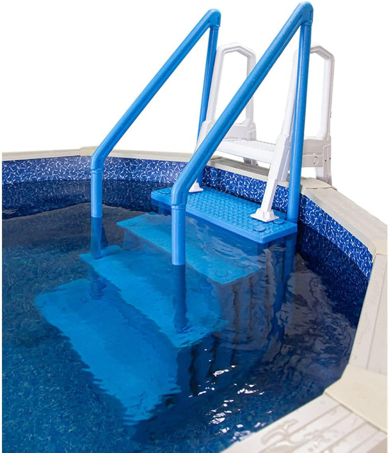 Select Anti-Slip in-Pool Steps, Gray, For Above Ground Swimming Pools, Can Mount To Decks 48 In. To 54 In. H, Safety Stairs Capacity Up To 300 Lbs