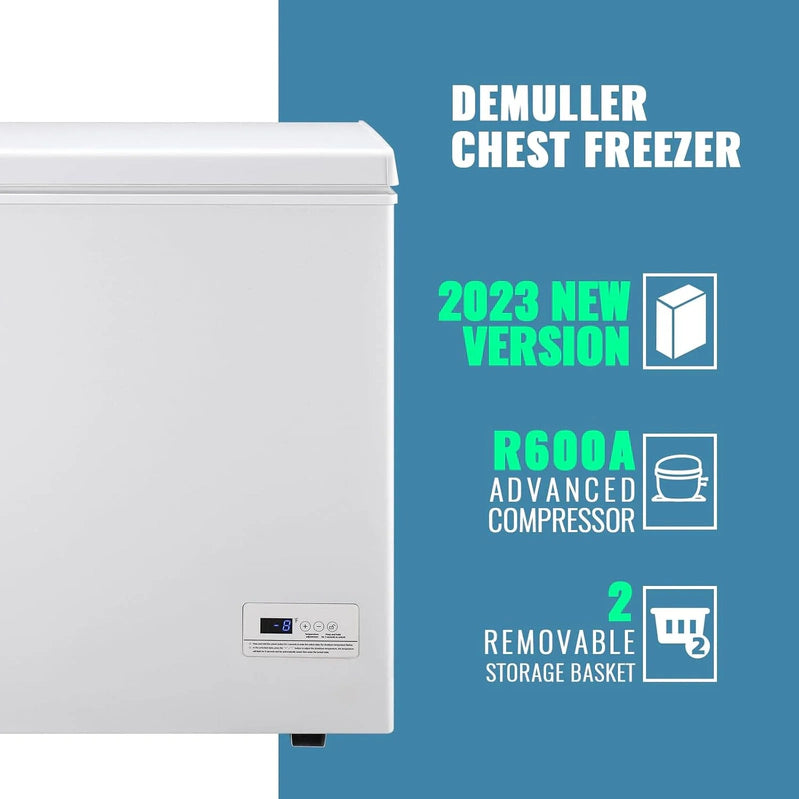 Chest Freezer 5.0Cubic Feet Deep Freezer Freestanding Freezers With 2 Removable Stainless Steel Basket