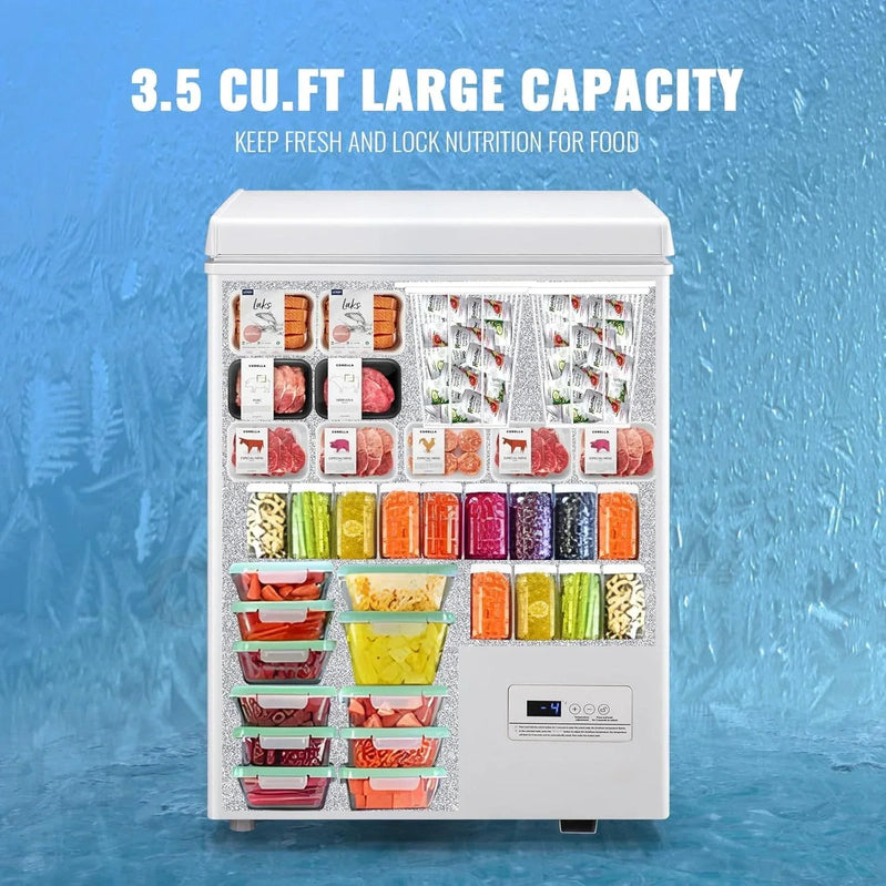 Chest Freezer 5.0Cubic Feet Deep Freezer Freestanding Freezers 2 Removable Stainless Steel Basket