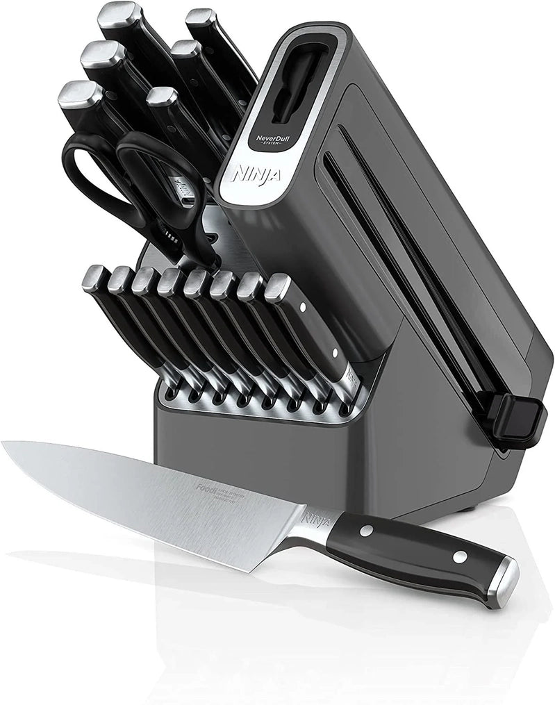 Ninja K32017 Foodi NeverDull 17 Piece Premium Knife System Block Set With Built-In Sharpener, Stainless Steel/Black