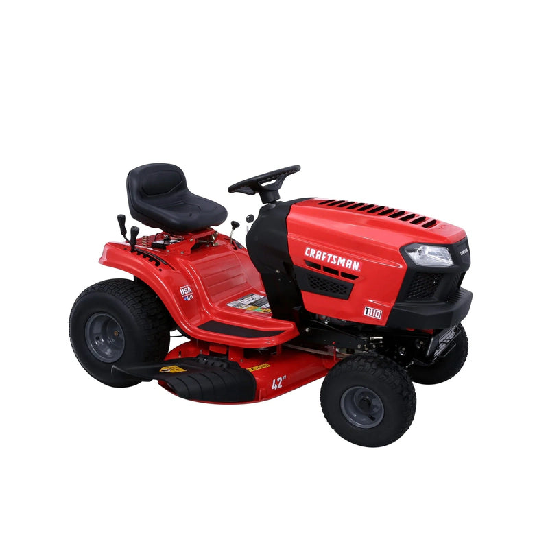 Craftsman T110 42-in Riding Lawn Mower, 17.5 HP Briggs And Stratton Engine, 7-Speed Transmission, Model 13AN77XS093