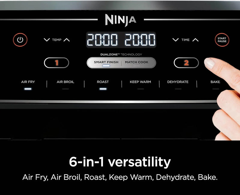 Ninja Foodi 10QT 6-in-1 DualZone Smart XL Air Fryer, 2 Independent 5QT Baskets, Smart Cook Thermometer, Match Cook, Smart Finish, Air Fry, DZ550