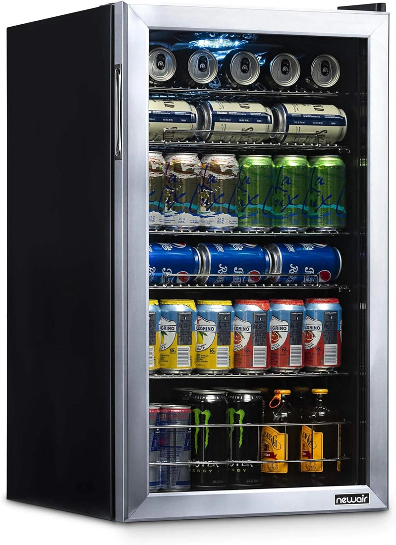 NewAir Beverage Refrigerator Cooler, 126 Cans Free Standing With Right Hinge Glass Door