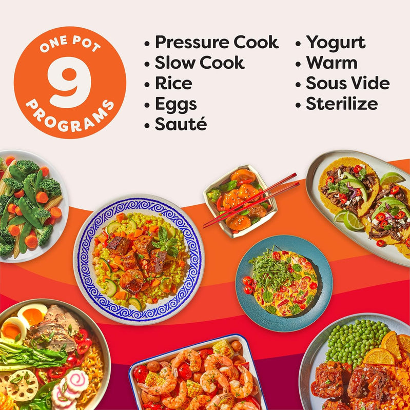 9-in-1 Multicooker, Pressure Cooker, Slow Cook, Rice Maker, Steamer, Sauté, Yogurt, Warmer And Sterilizer, Includes App With Over 800 Recipes